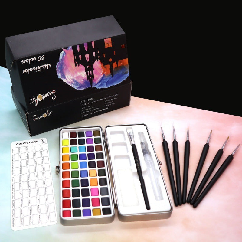 Portable Pearlescent Fluorescent Watercolor Paint Set