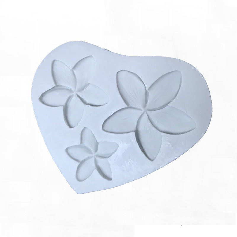 Five-leaf Flower Simulation Plumeria Rubra Silicone 3D Fondant Cake Mold Clay Silicone Cake Mold